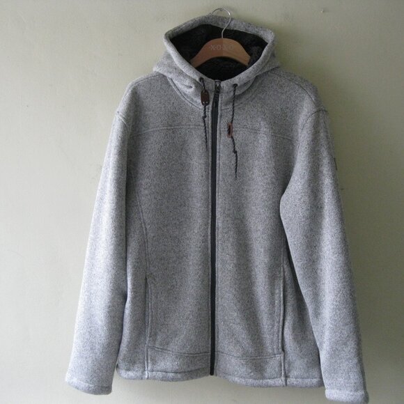 Rugged Elements Men’s Mountain Fleece Hoodie with Faux Fur Lining gray MRugged